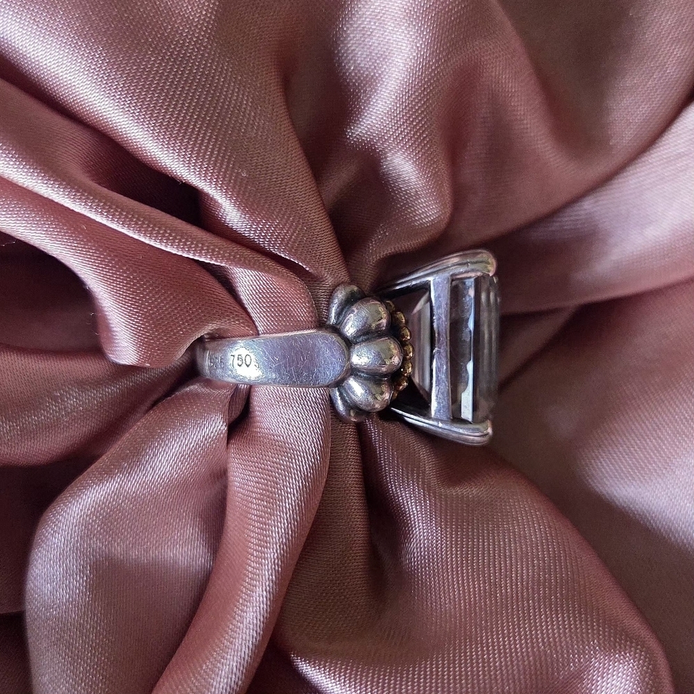 LAGOS Caviar Signature Ring Glacier Very Large Emerald Cut White Topaz Ring 18k - Picture 3 of 12